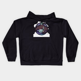 Circled space whales Kids Hoodie